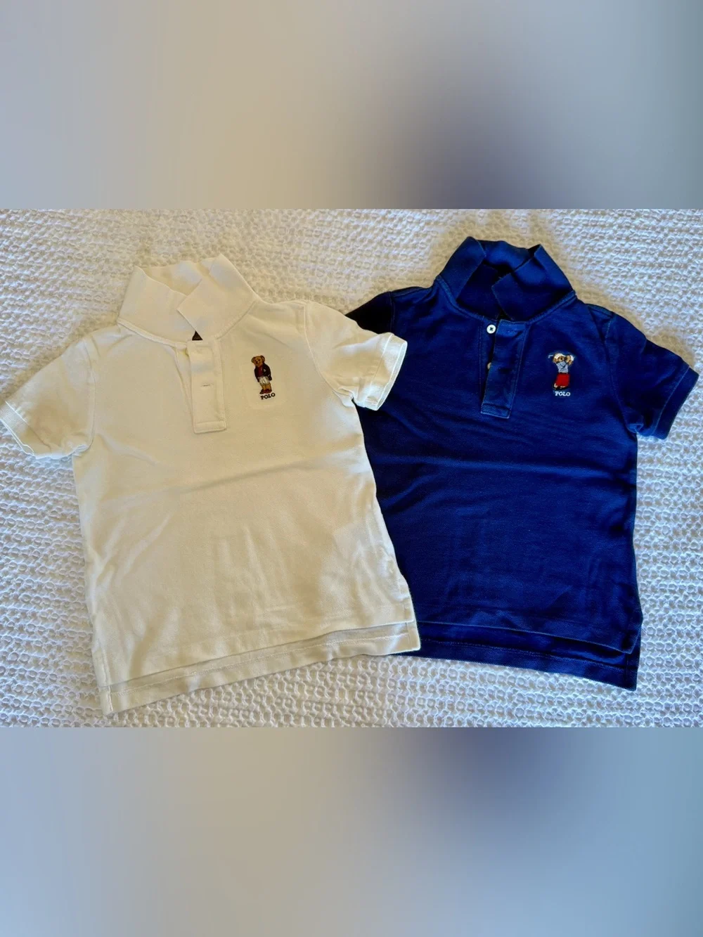 Two Polo Ralph Lauren Kids Polo Shirts Set - White & Navy Blue